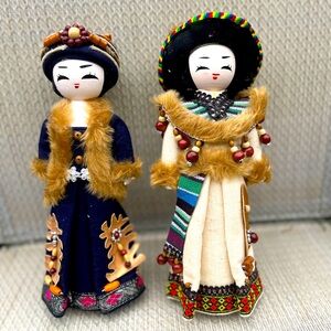 Handmade Asian Wooden Dolls, in great condition